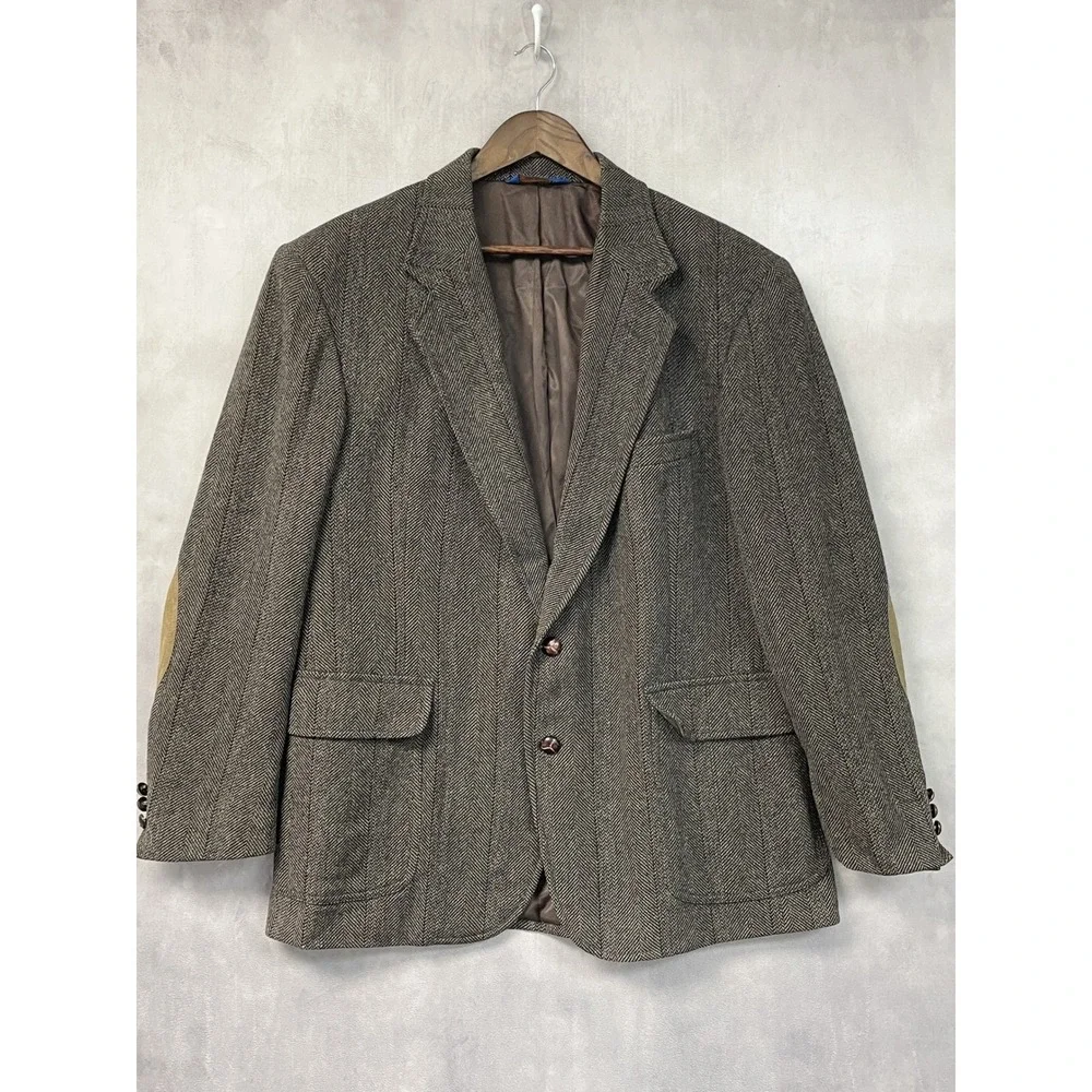 Pendleton Mens Blazer 44R Herringbone Dark Academia Heritage Preppy Old Money
